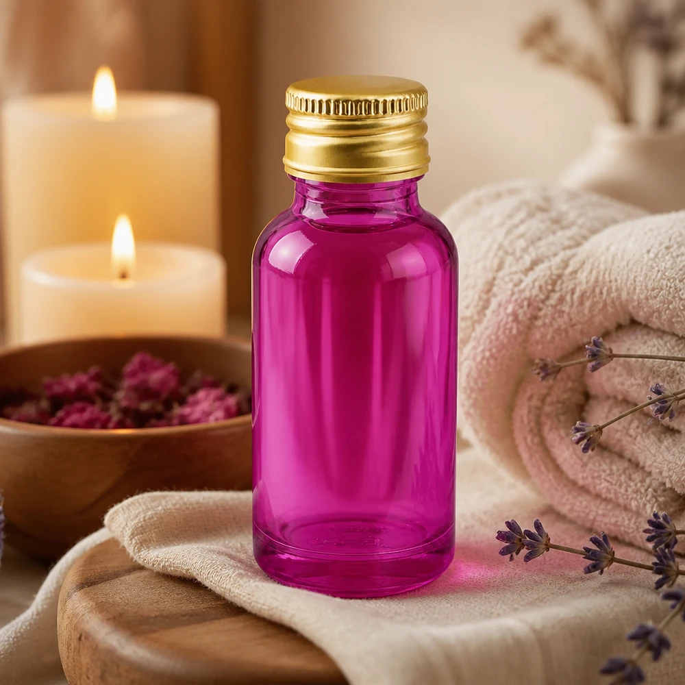 20ml pullo 11mm kierrekorkki alumiininen kultainen standardi PurpleLine. UT18/20 Laadukas 20ml violetti lasipullo 11mm standardikierteellä ammattimaiseen aromaterapiaan.