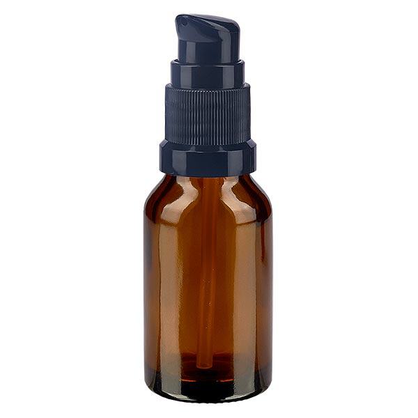 Apteekkipullo ruskea 15ml pumppukorkki musta standardi