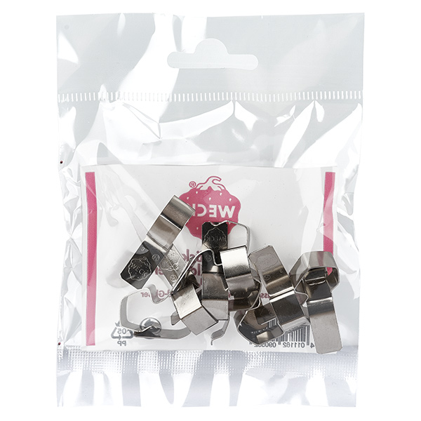 Kiinnittimet Original WECK (Pakkaus(t), jossa 12 kpl) WECK puristimet 12 kpl ruostumatonta terästä näkyvissä avatussa pakkauksessa Säilytyspuristimet pyöreäreunaisille purkeille Alkuperäinen