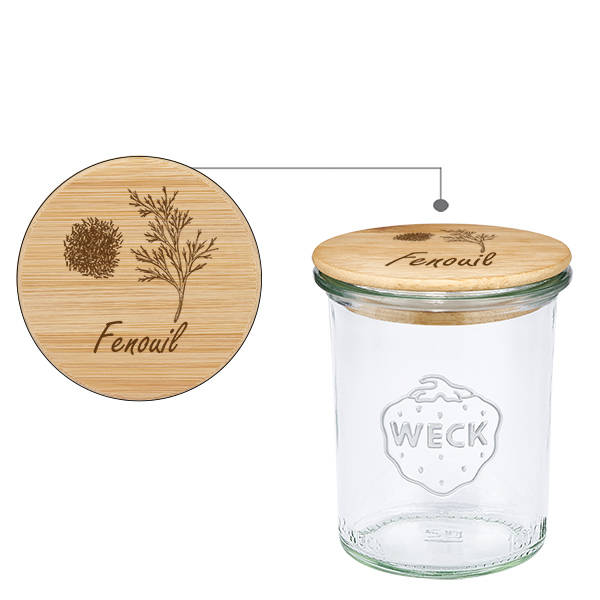 Puupäällyste "Fenouil", sormipintainen verrokkipinta WECK 160ml Puupäällyste "Fenouil", sormipintainen verrokkipinta WECK 160ml