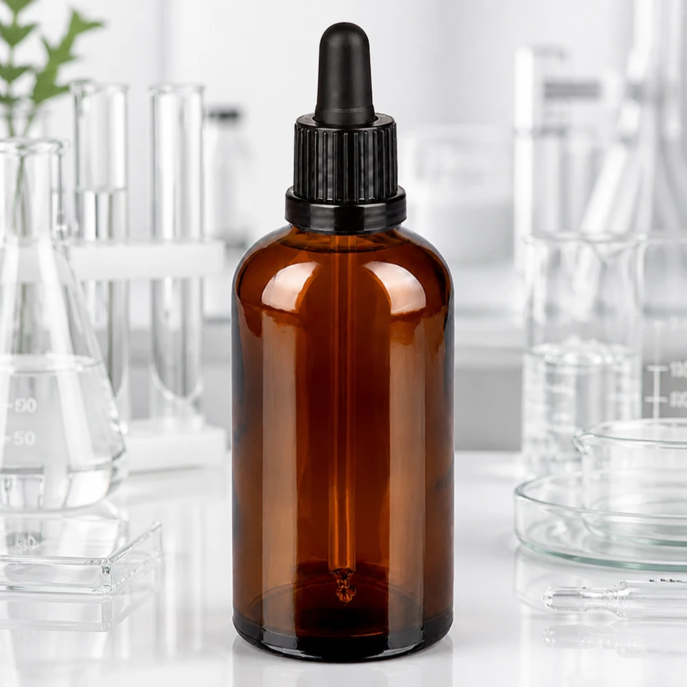 100ml pipettipullo musta tamper-evident-suljin BrownLine UT18/100 100ml pipettipullo ruskealla lasilla UV-suojaus valolle herkille aineille.
