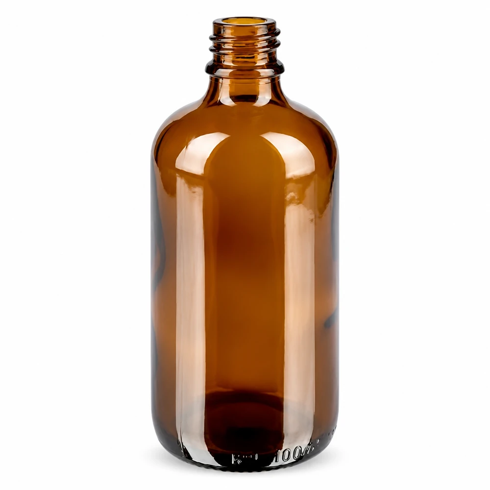 100ml pullo 11mm kierrekorkki valkoinen väärentämisen estävä sulkeminen BrownLine UT18/100 Meripihkanvärinen 100ml apteekkipullo 11mm kierteellä eteerisille öljyille ja tinktuureille.