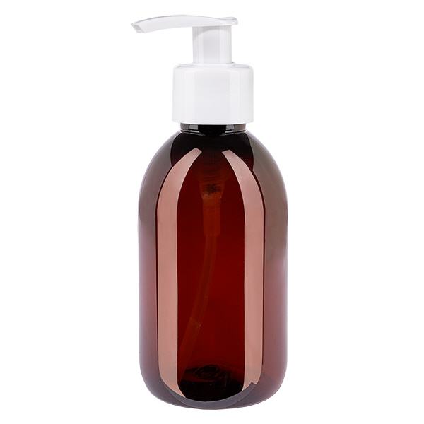 PET-pullo 250ml, jossa on annostelupumppu valkoinen. PET-pullo 250ml, jossa on annostelupumppu valkoinen.