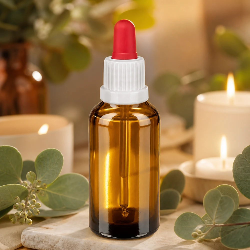30 ml:n pipettipullo, joka on valmistettu korkealaatuisesta meripihkalasista ja jossa on ergonominen tippapipetti helppoa käsittelyä varten.