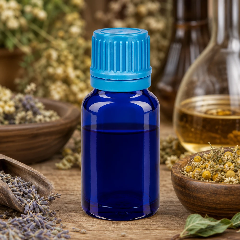 Laadukas 10ml lasipullo SV sininen UV-suojalla valolle herkille aineille.