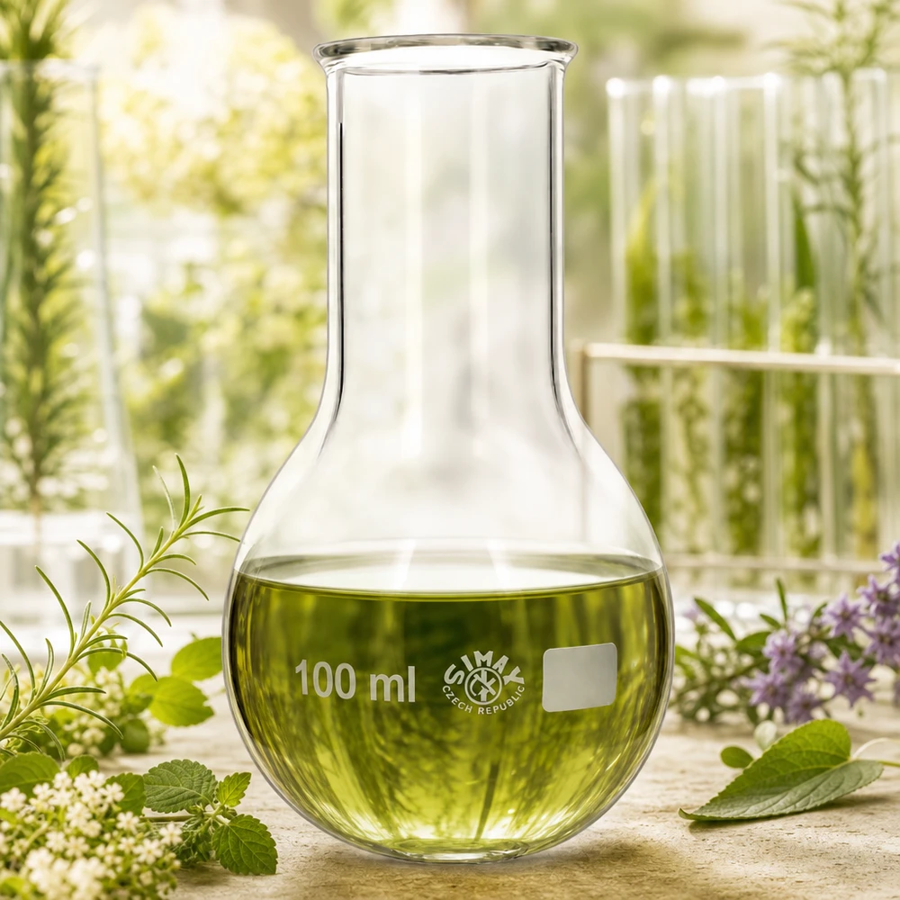 Pyöreäpohjainen pullo 100ml leveä kaula 100 ml:n pyöreäpohjainen pullo, jossa on läpinäkyvä muotoilu visuaalista tarkastusta varten laboratorioprosessien aikana.