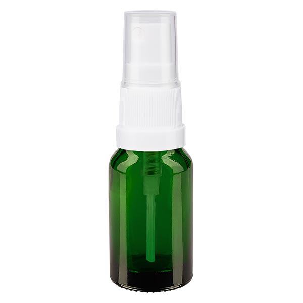 Apteekkipullo vihreä 10ml suihkutuslisäosa valkoinen Apteekkipullo vihreä 10ml suihkutuslisäosa valkoinen