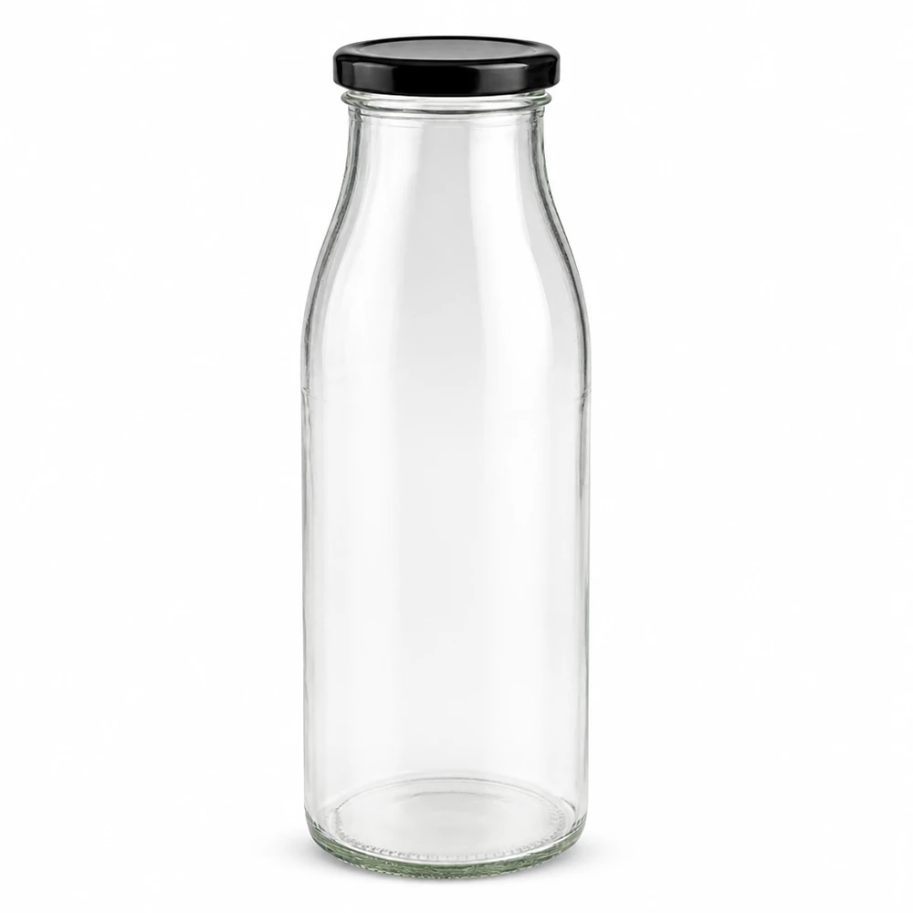 500ml lasipullo mustalla BasicSeal-kannella UN-sertifioitu läpinäkyvä tyhjä seisova tuote kuva