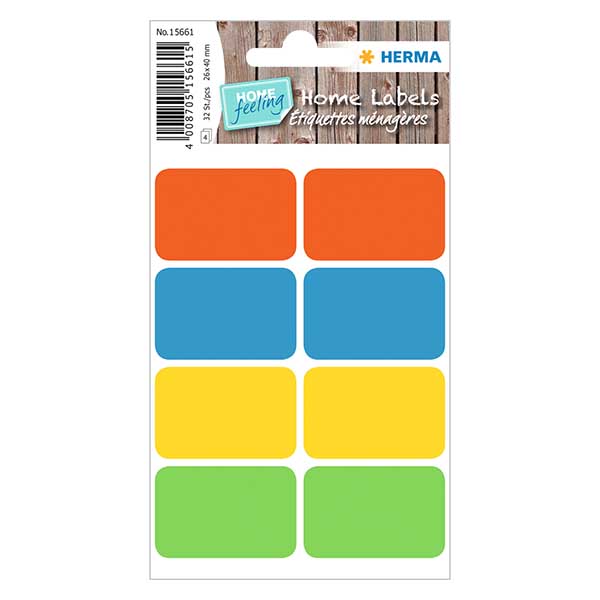 Yleisväriset tarrat (32 tarraa) 26x40mm. Yleisväriset tarrat (32 tarraa) 26x40mm.