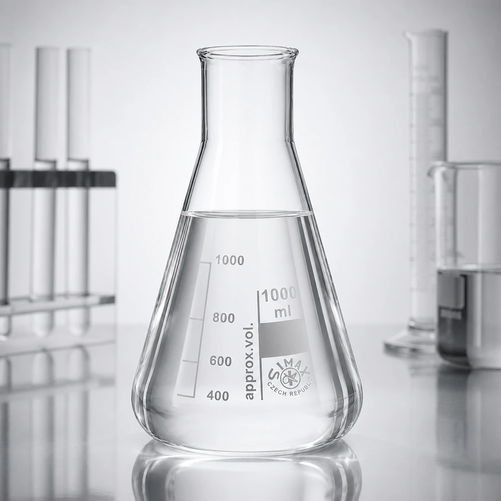 Erlenmeyer-pullo 100ml leveä kaulaosa Läpinäkyvä Erlenmeyer-pullo 100ml leveä kaula, valmistettu korkealaatuisesta lasista kemiallisiin kokeisiin.