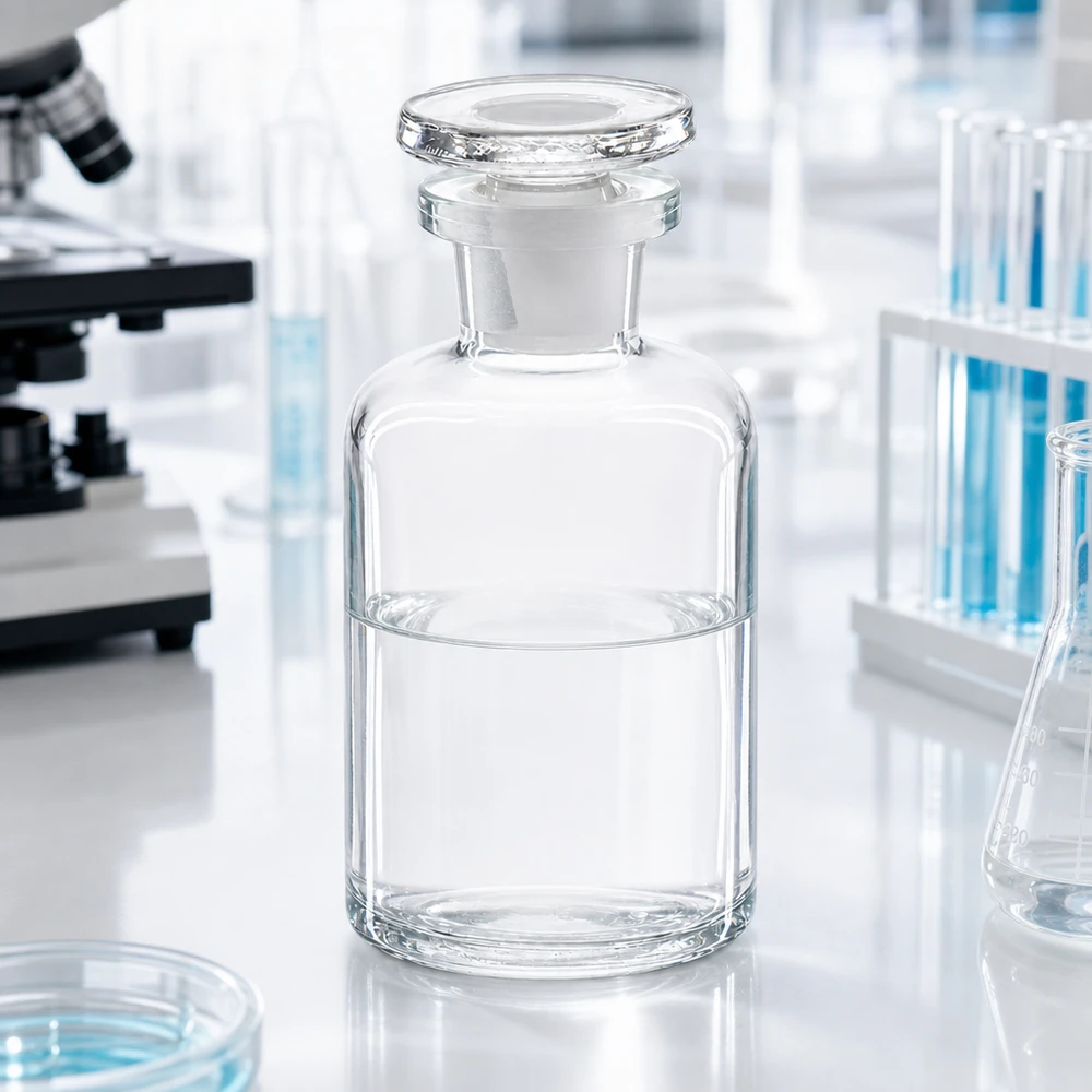 Pyöreä olkapääpullo 50ml kirkas kapeakaulainen lasitulppa Suljettava 50 ml:n kapeakaulainen laboratoriopullo, jossa on lasitulppa ja tunnusomainen pyöreä olkapää