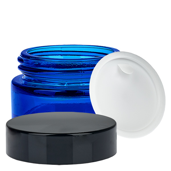 Lasipurkki 20ml sininen UNiTWIST-sisäkannella varustettuna Lasipurkki 20ml sininen UNiTWIST-sisäkannella varustettuna