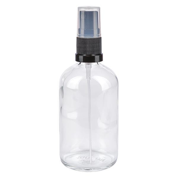 Apteekkipullo kirkas 100ml suihkupullo musta Apteekkipullo kirkas 100ml suihkupullo musta