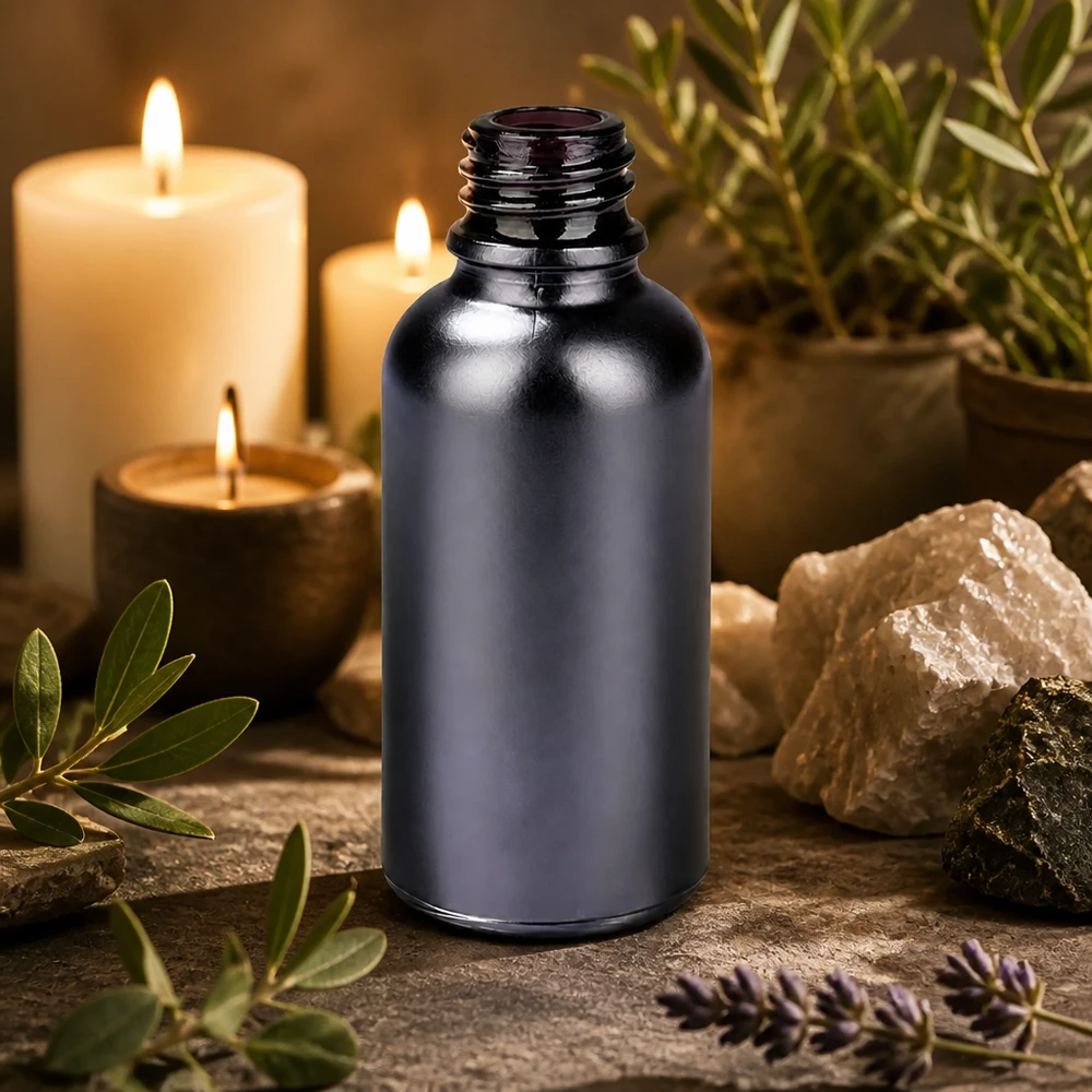 Kompakti 30ml apteekkipullo BlackLine UT18/30 ihanteellinen eteerisille öljyille ja aromaterapialle.