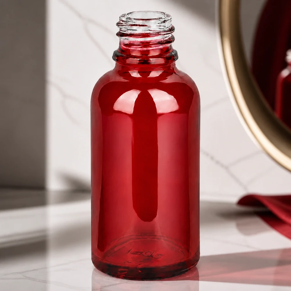30ml apteekkipullo RedLine UT18/30 UNiTWIST - 30ml apteekkipullo RedLine UT18/30 UNiTWIST Tyylikäs punainen apteekkipullo RedLine UT18/30 UNiTWIST 30ml, jossa on kiiltävä lasipinta.