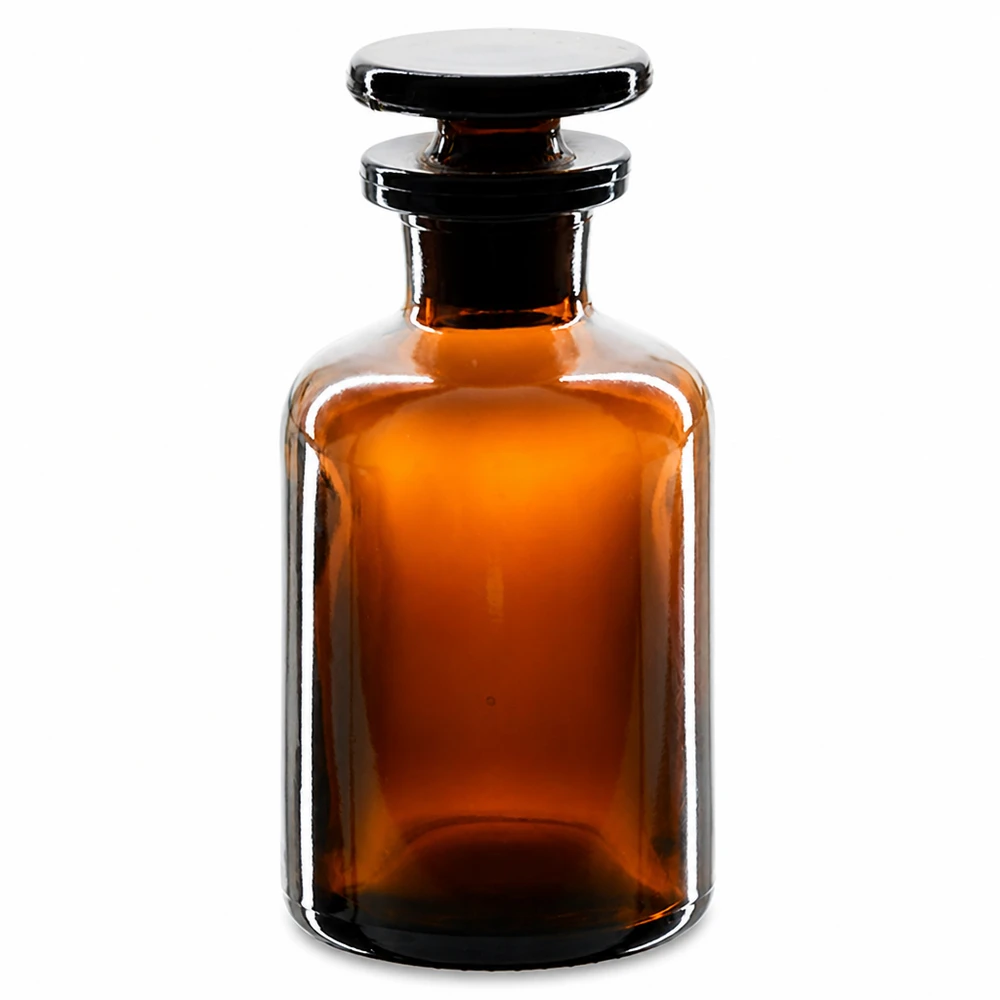 Pyöreä olkapääpullo 50ml ruskea kapeakaulainen lasitulppa Ruskea, pyöreäolkapullopullo, 50 ml, lasitulpalla, laboratoriotarvikkeisiin ja kemiallisiin reagensseihin