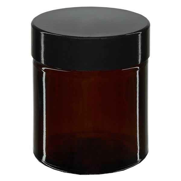 30ml lasipurkki. ruskea, mustalla bakeliittikannella ApoGlas