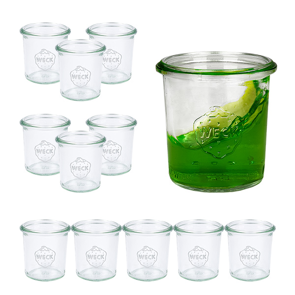 12 Weck-purkin 140 ml:n juomalasipullon setti. 12 Weck-purkin 140 ml:n juomalasipullon setti.