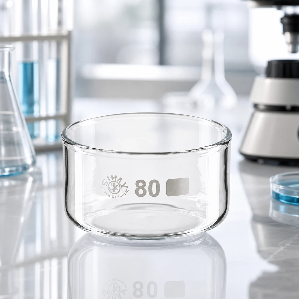SIMAX-kiteytysastia 150 ml, sylinterimäinen, ilman kaatoaukkoa, borosilikaattilasi, laboratoriolasi, 80 mm