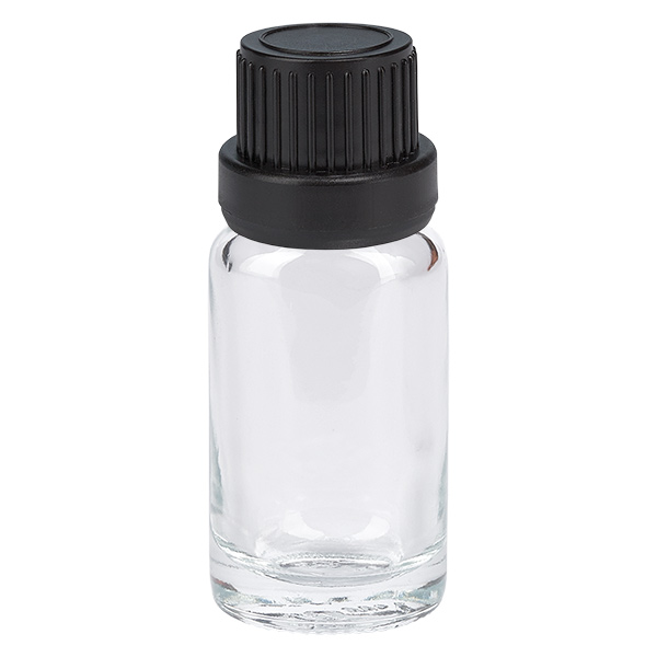 10ml pullo 11mm ruuvikorkki musta peukaloinnin estävä korkki ClearLine UT18/10 10ml pullo 11mm ruuvikorkki musta peukaloinnin estävä korkki ClearLine UT18/10