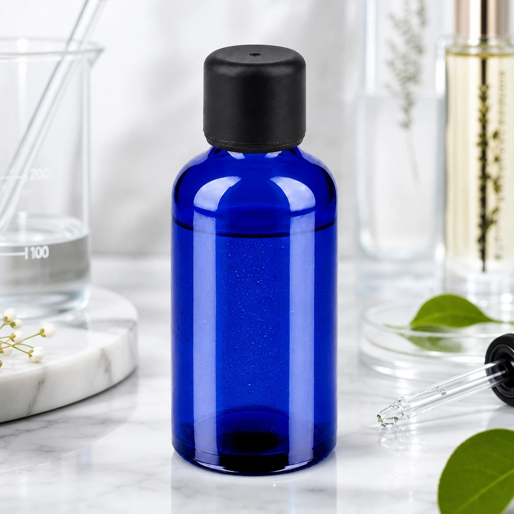 50ml pullo 6mm kierrekorkki musta Standard BlueLine UT18/50 Standard BlueLine UT18/50 Laadukas 50ml BlueLine-pullo, jossa on UV-suoja valolle herkille aineille ja uutteille.
