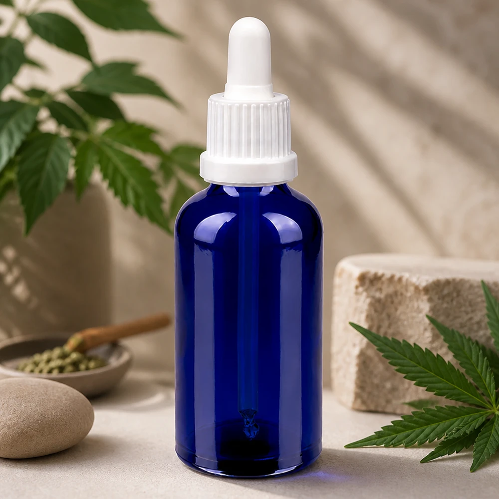 50ml pipettipullo valkoinen väärentämisen estävä suljin BlueLine UT18/50 BlueLine UT18/50 50ml pipettipullo OV BlueLine UT18/50 ihanteellinen CBD-öljyille ja luonnonkosmetiikan sovelluksille.