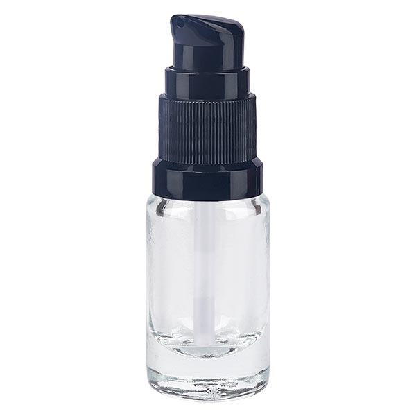 Apteekkipullo kirkas 5ml pumppukorkki musta standardi Apteekkipullo kirkas 5ml pumppukorkki musta standardi