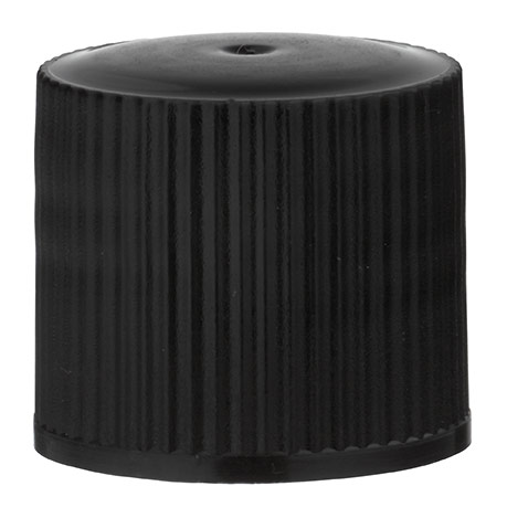 Ruuvikorkki 16,8x17,2mm, GL18-kierre, PE musta w. tiivisteellä.