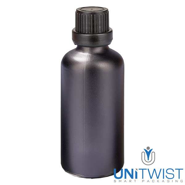 50ml tippapullo 2mm tamper-evident-suljin BlackL. UT18/50 50ml tippapullo 2mm tamper-evident-suljin BlackL. UT18/50