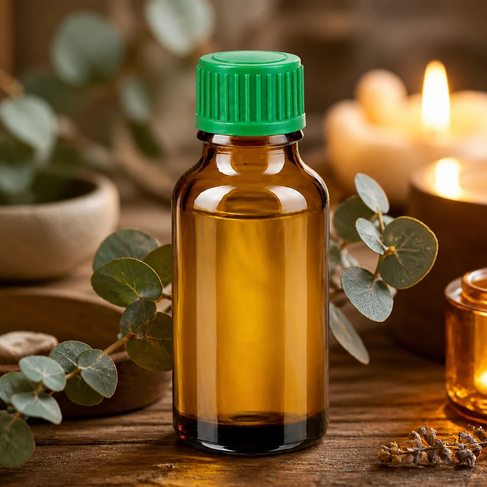 20ml tippapullo 0.8mm vihreä vakiokorkki BrownLine UT18/20 Pieni 20ml meripihkanvärinen lasipullo vihreällä korkilla aromaterapiaan ja luonnonkosmetiikkaan.