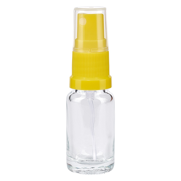 10ml suihkepullo keltainen/läpinäkyvä vakiokorkki ClearLine UT18/10. 10ml suihkepullo keltainen/läpinäkyvä vakiokorkki ClearLine UT18/10.