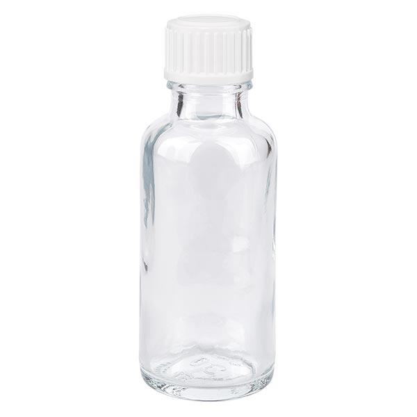 Apteekkipullo kirkas 30ml tiputuskorkki valkoinen 0.8mm standardi 0.8mm Apteekkipullo kirkas 30ml tiputuskorkki valkoinen 0.8mm standardi 0.8mm