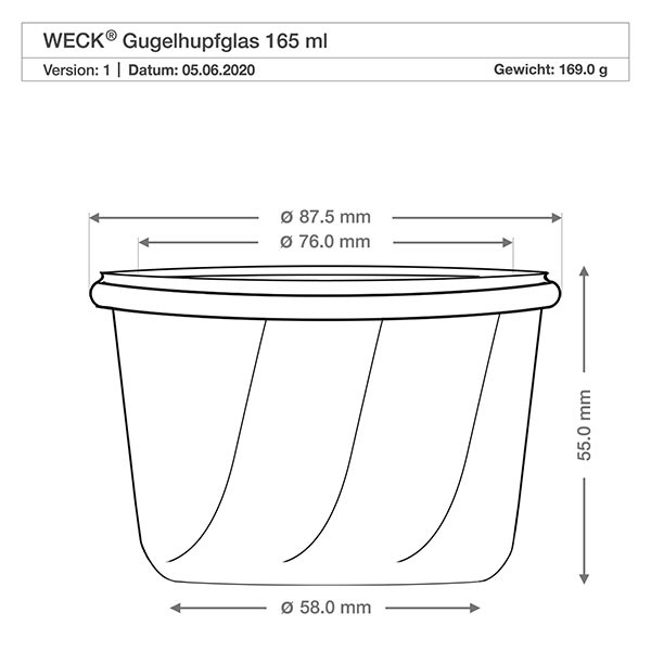 165ml Gugelhupf-purkki WECK RR80 korkilla luonnonmukainen 165ml Gugelhupf-purkki WECK RR80 korkilla luonnonmukainen
