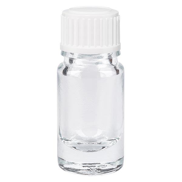 Apteekkipullo kirkas 5ml ruuvikorkki valkoinen standardi