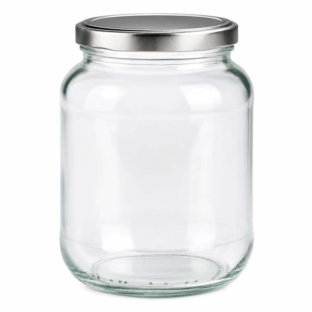 370ml soikea säilöntäpurkki hopeisella BasicSeal-kierrekannella hilloille ja säilykkeille.