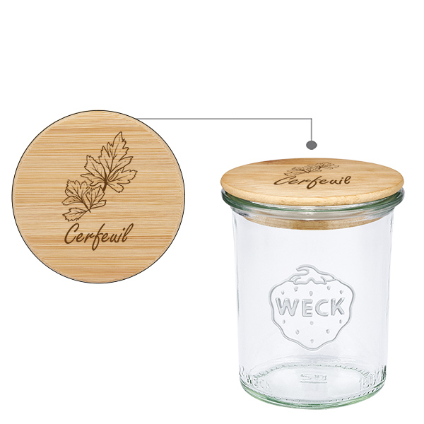 Puupäällyste "Cerfeuil" avec WECK verre plongeant 160ml Puupäällyste "Cerfeuil" avec WECK verre plongeant 160ml