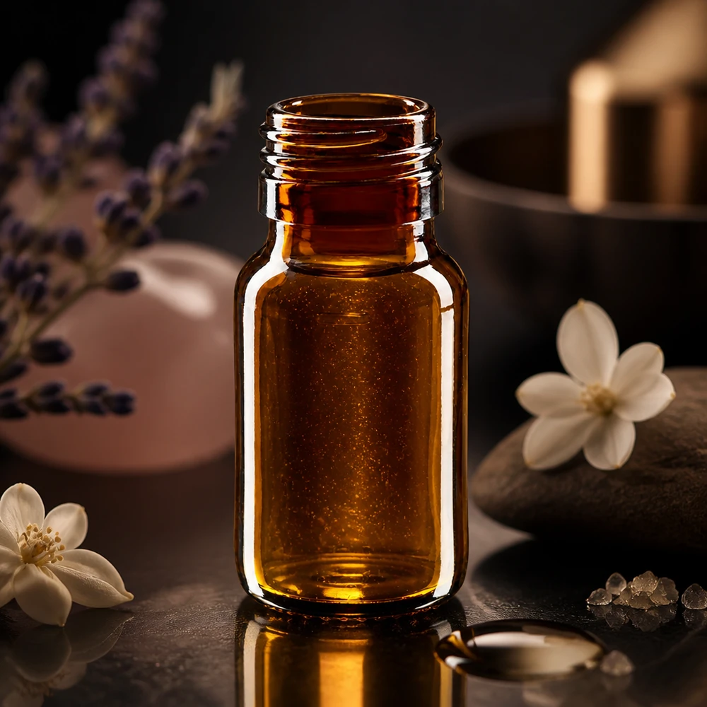 30 ml:n lääkepullo ruskea, ilman korkkia PP28 ApoGlas Kompakti ruskea lasipullo 30ml PP28-liitännällä aromaterapiaa ja eteerisiä öljyjä varten.