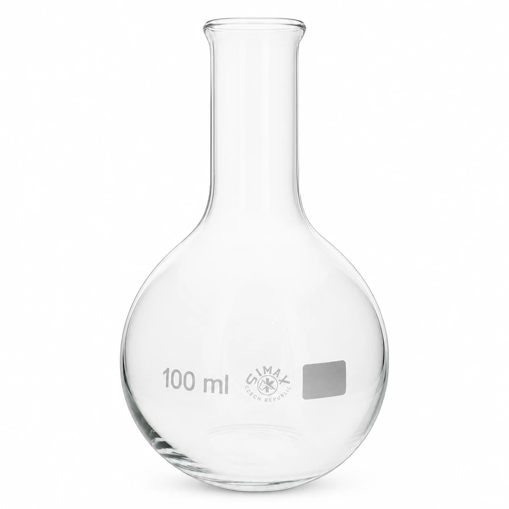 Seisova pullo 100ml kapeakaulainen lasista valmistettu laboratoriosovelluksia varten