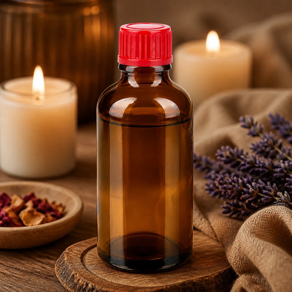 Kompakti 50ml BrownLine-lasipullo, jossa on SV-korkki farmaseuttisiin sovelluksiin.