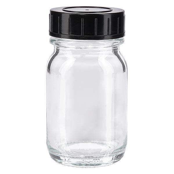 30ml leveäkaulainen pullo kirkas lasi, jossa on kierrekorkki