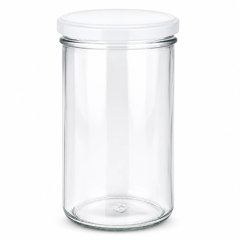 277ml muuripurkki BasicSeal-kannella valkoinen UNiTWIST 277ml mason-purkki valkoisella BasicSeal-kannella - tyhjä kirkas lasipurkki hilloille ja säilykkeille.
