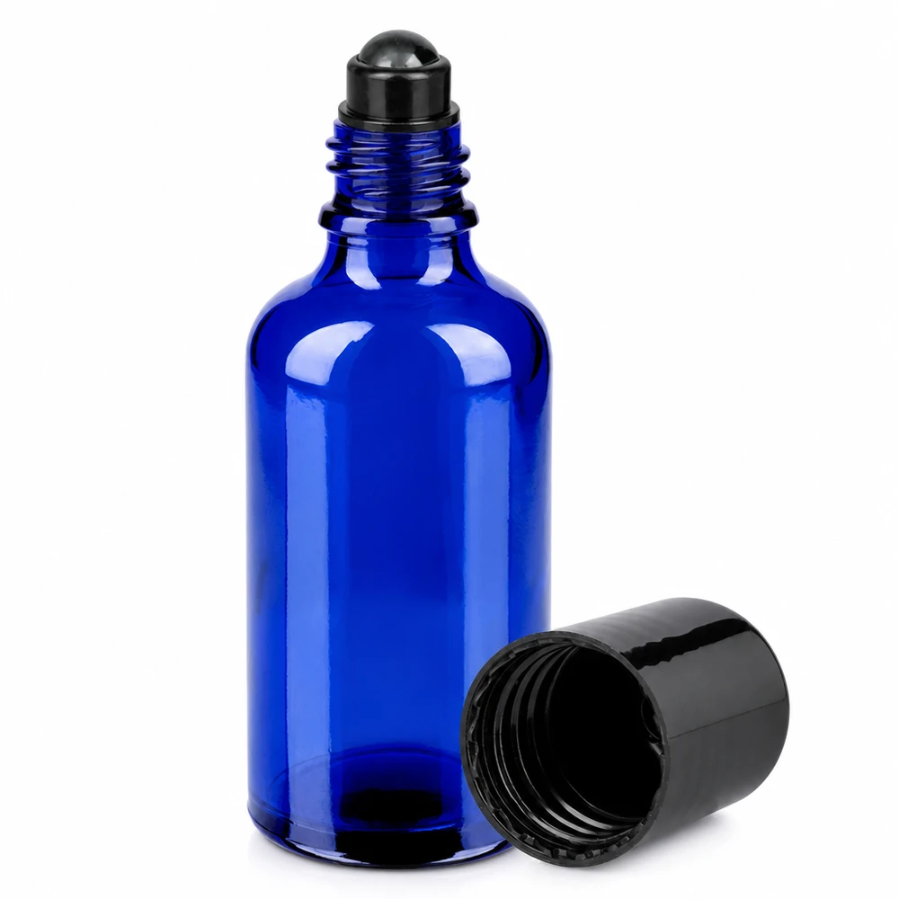 Roll-on-pullo 50ml sininen lasi STD BlueLine UT18/50 kosmetiikkaan ja eteerisiin öljyihin