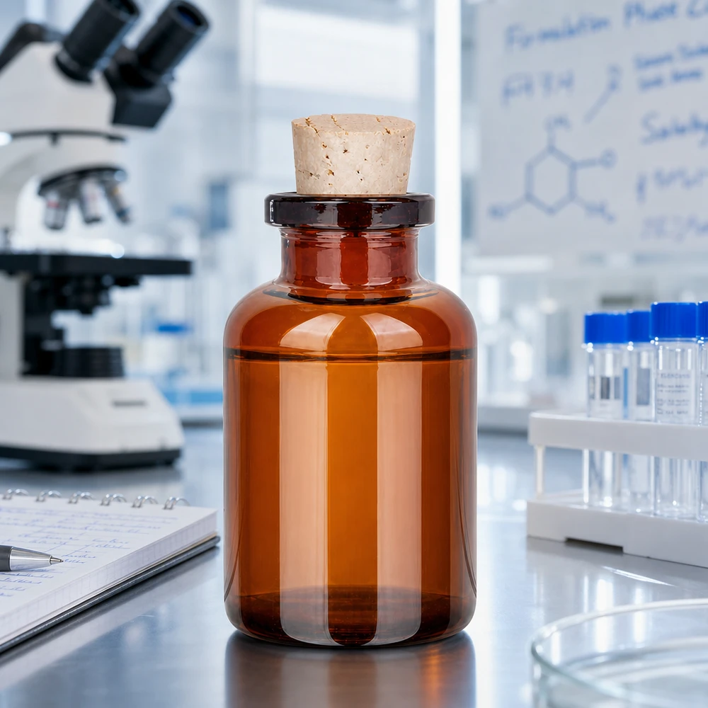 Massivwandige Braunglasflasche 20ml mit luftdichtem Korkverschluss 11/14mm für Chemikalien