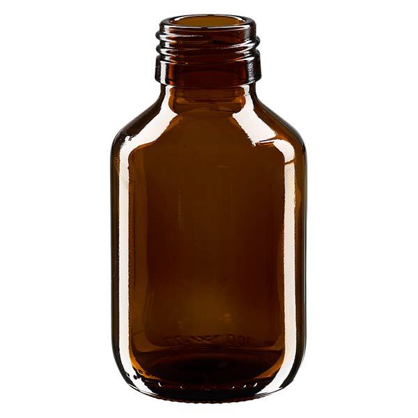 100ml lääkepullo ruskea, ilman korkkia PP28 ApoGlas