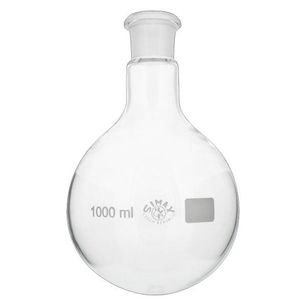 Pyöreä pohjapullo 1000ml, jossa on vakiohiottu liitos (29/32). Pyöreä pohjapullo 1000ml, jossa on vakiohiottu liitos (29/32).
