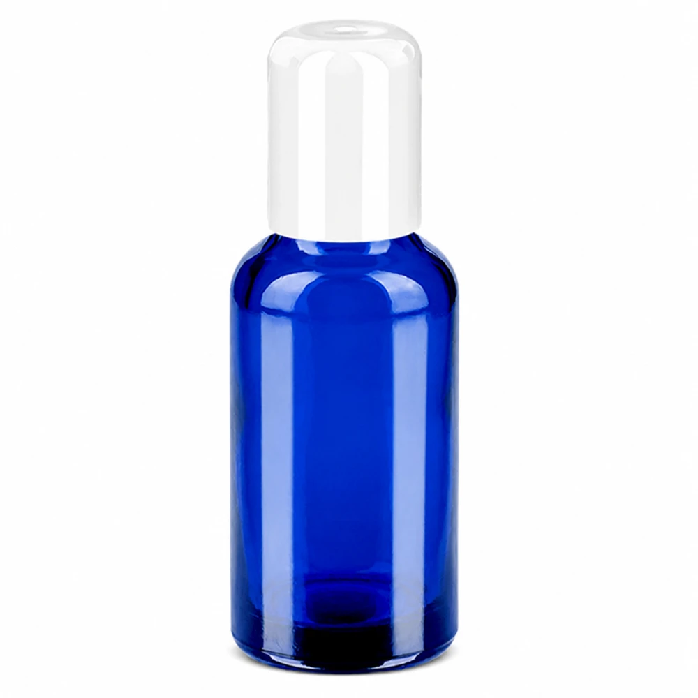 30ml roll-on-pullo valkoinen vakiokorkki BlueLine UT18/30 BlueLine UT18/30 30ml roll-on-pullo sininen, valkoinen korkki kosmetiikalle ja eteerisille öljyille.