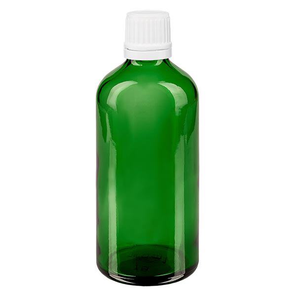 Apteekkipullo vihreä 100ml tippapullo korkki 1.2mm valkoinen peukaloinnin estävä suljin Apteekkipullo vihreä 100ml tippapullo korkki 1.2mm valkoinen peukaloinnin estävä suljin
