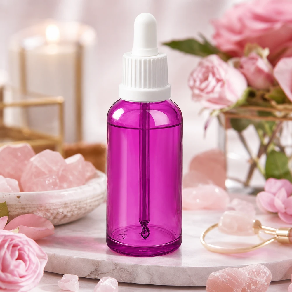 50ml pipettipullo valkoinen Originality-kierrekorkki PurpleLine UT18/50 PurpleLine UT18/50 Kompakti 50ml violetti pullo pipetillä seerumien ja öljyjen tarkkaan annosteluun.