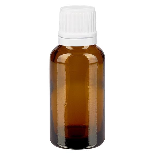 Apteekkipullo ruskea 20ml ruuvikorkki valkoinen väärentämisen estävä korkki