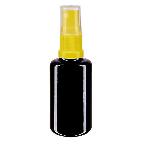 Apteekkipullo violetti 30ml suihkepullon korkki keltainen. Apteekkipullo violetti 30ml suihkepullon korkki keltainen.